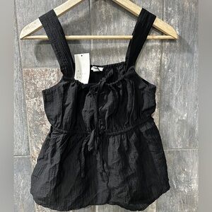 a new day Black Textured Sleeveless Tank with Waist Tie